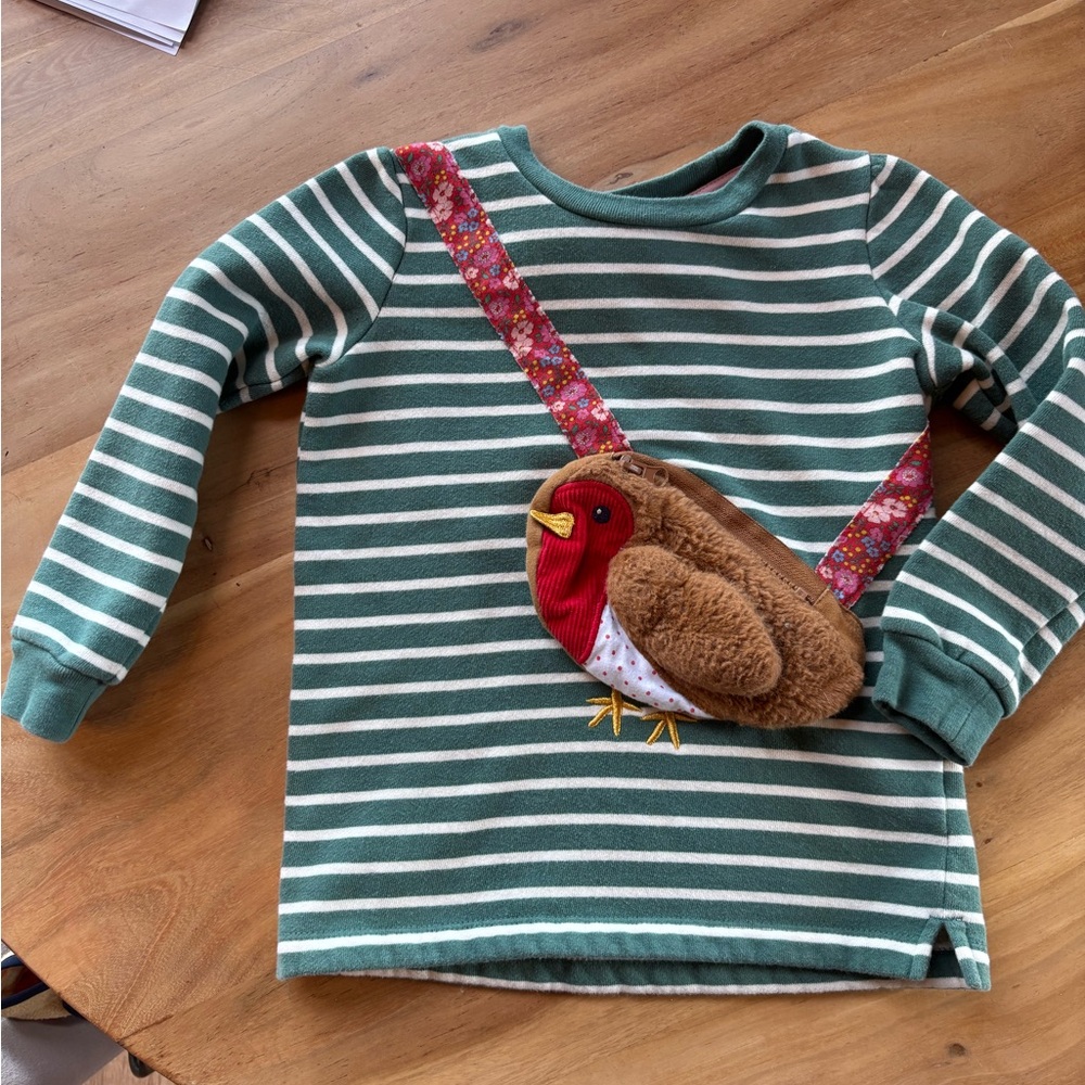 Mini Biden-  Green and White Kids Shirt with Bird purse